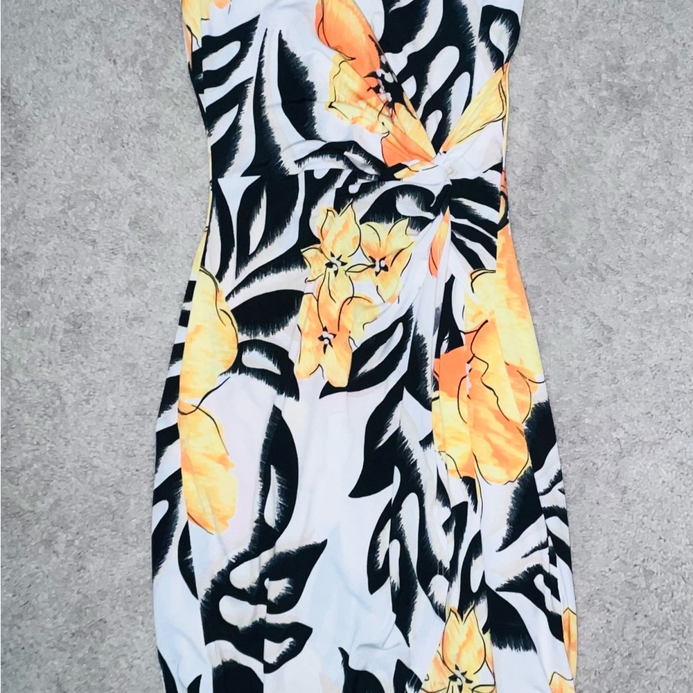 Cache Orange Yellow Halter Sundress Midi